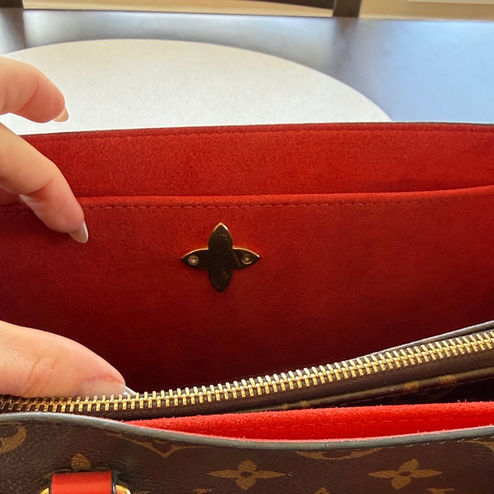 Louis Vuitton Brown Monogram Tote with Red Interior - Picture 7 of 7